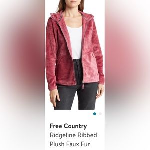 NWT Free Country Velour Jacket with hood. Size L. Red Clay color.